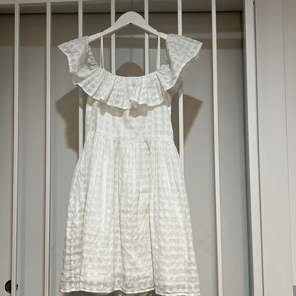 POLO Ralph Lauren White Cotton check Full skirt Dress 10